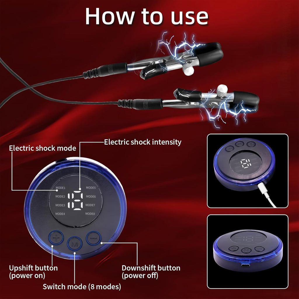 ShockChain Electric Shock Nipple Clamp Chain BDSM Toy