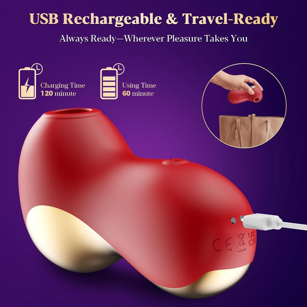 PureSuction Clit Sucker Rose Vibrator 7 Modes Waterproof