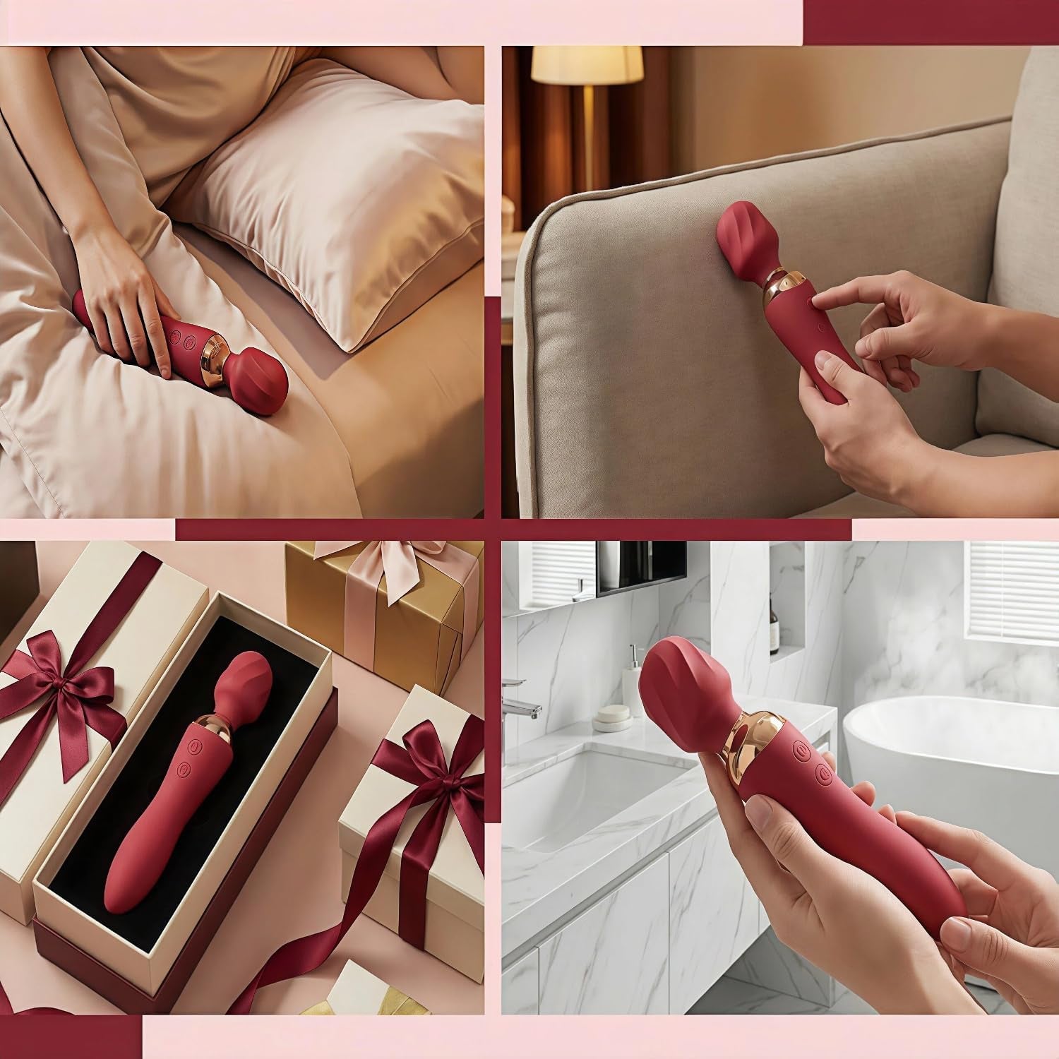 VortexDuo 2-in-1 Wand Vibrator Dual Motor 12 Speeds Waterproof