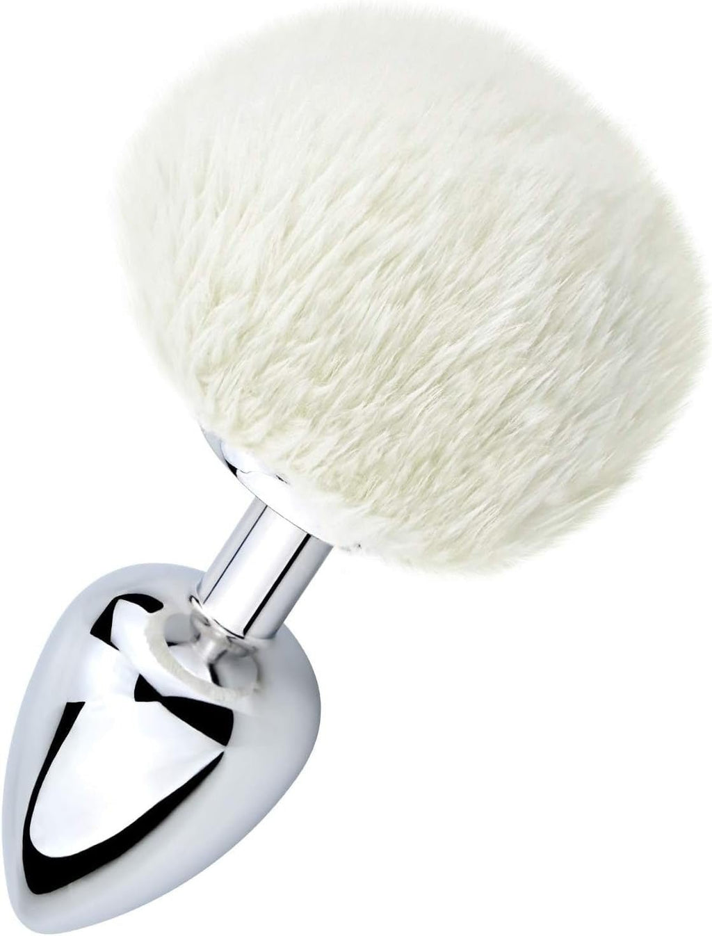 SnowBunny Small Bunny Tail Steel Butt Plug White