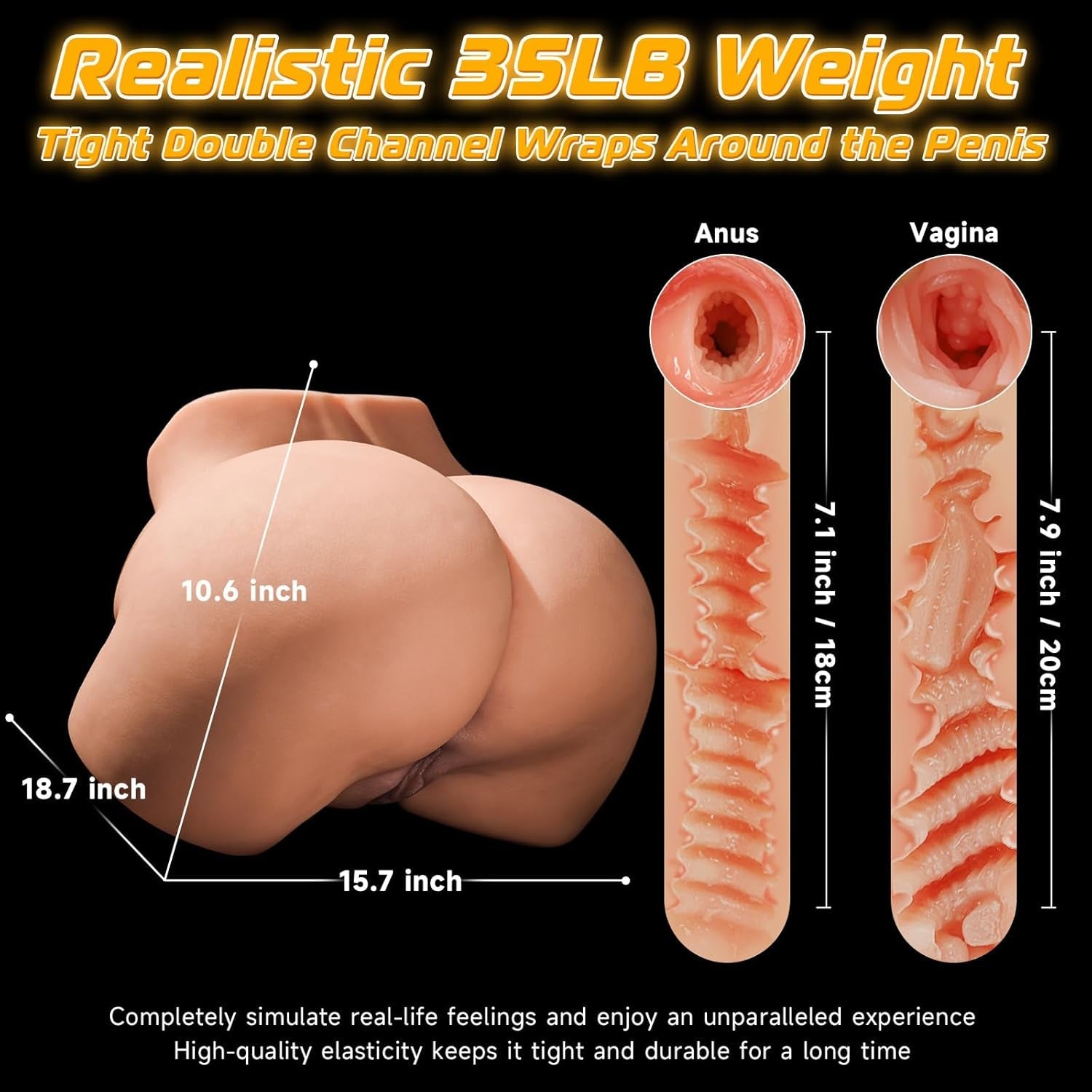 TitanGrip 35LB Realistic Sex Doll Torso | Deep Dual Channel