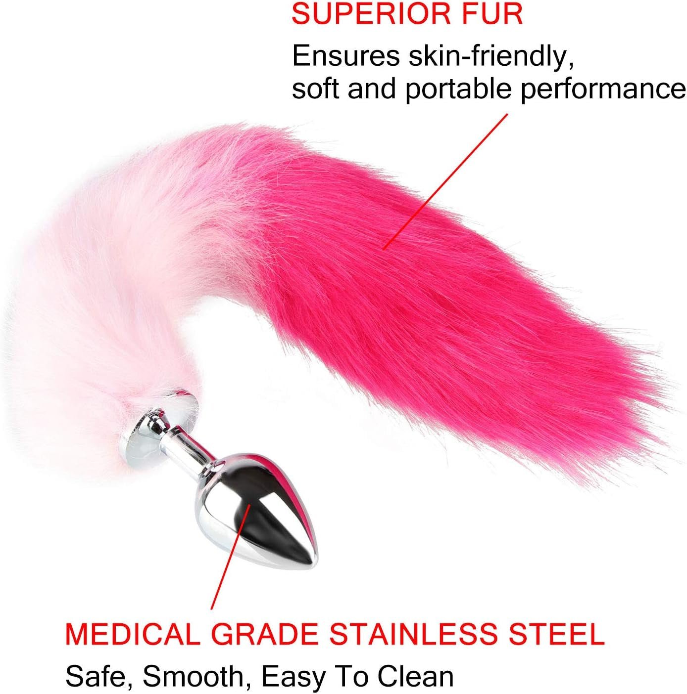 VelvetVixen Fox Tail Butt Plug Pink M