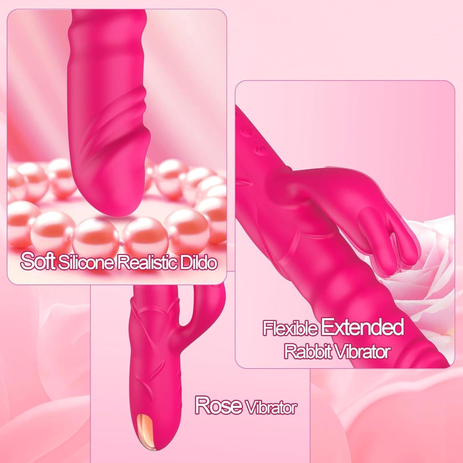 BlushAura Rose Thrusting Rabbit Vibrator 3 Thrust 10 Modes