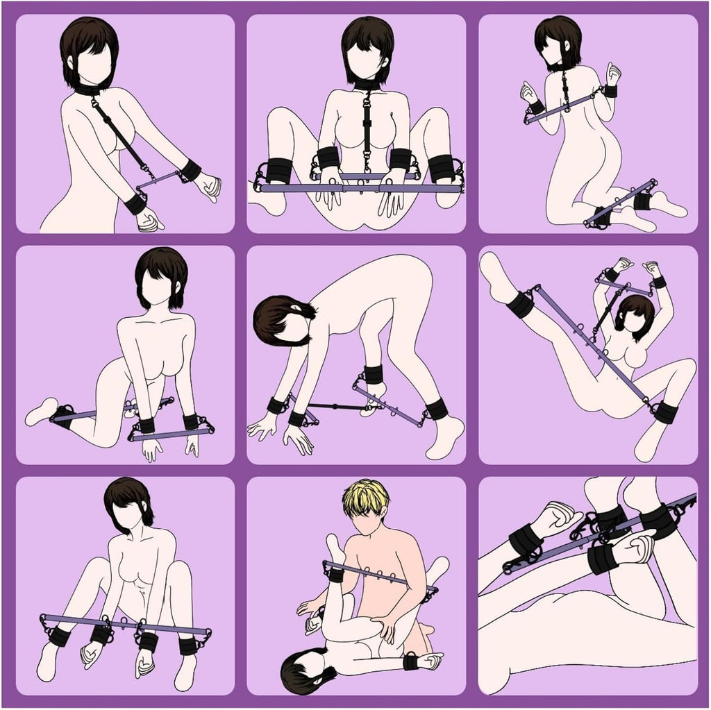 VioletLock Purple Spreader Bar BDSM Kit with Collar & Cuffs