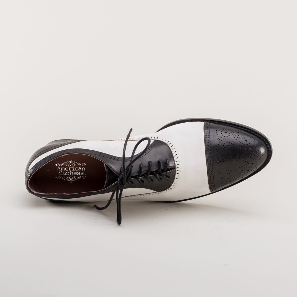 Dandy Men's Vintage Cap Toe Oxfords (Black/White)