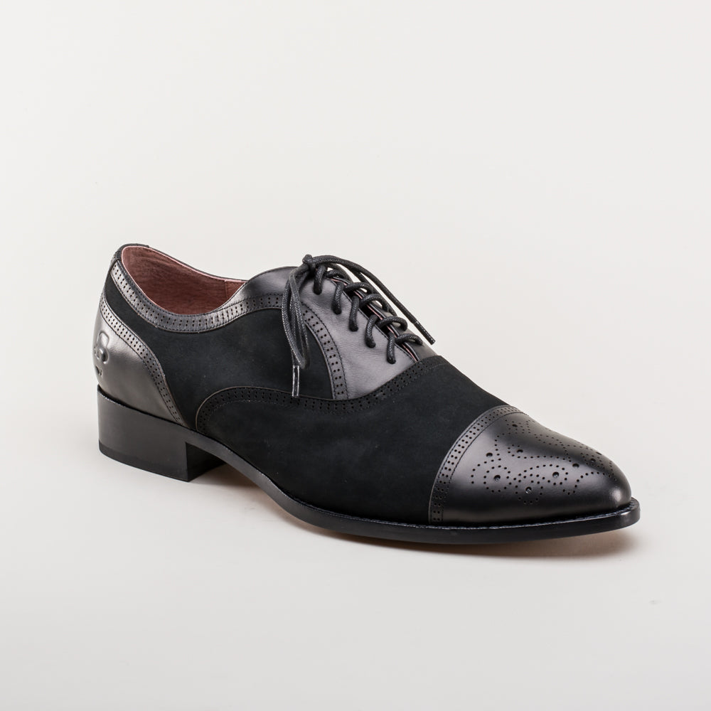 Dandy Men's Vintage Cap Toe Oxfords (Black)
