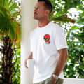 Camiseta hawaiana para hombre Yakuza Pug Tee Cuello redondo 100% algodón - BLANCO