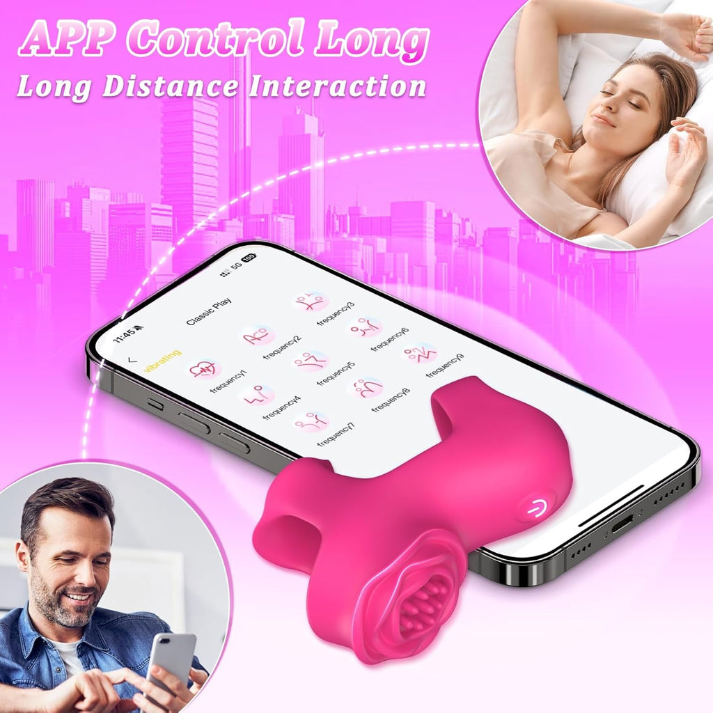 RoseDual App Control Finger Vibrator Dual Zone 9 Modes