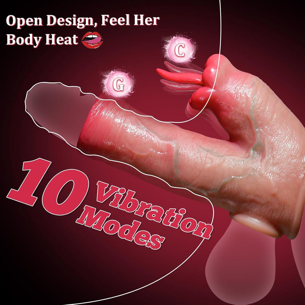 TongueVolt Vibrating Penis Sleeve Ring 10 Modes Remote