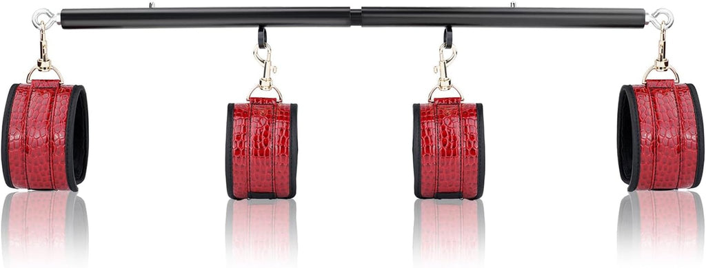 CrimsonCroc Red Crocodile Spreader Bar with Cuffs