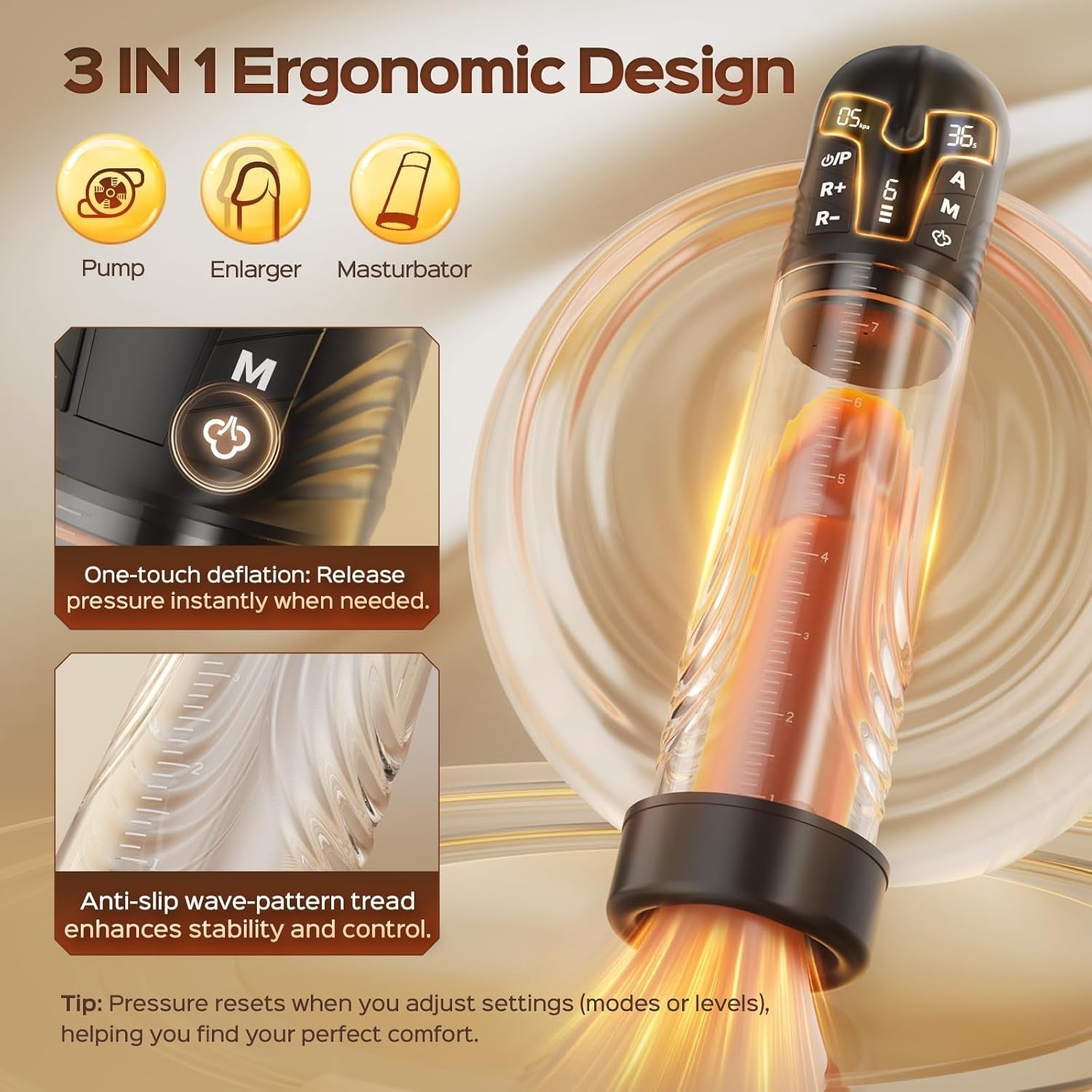 SpartaFlow Electric Penis Pump 3 Modes LED Display
