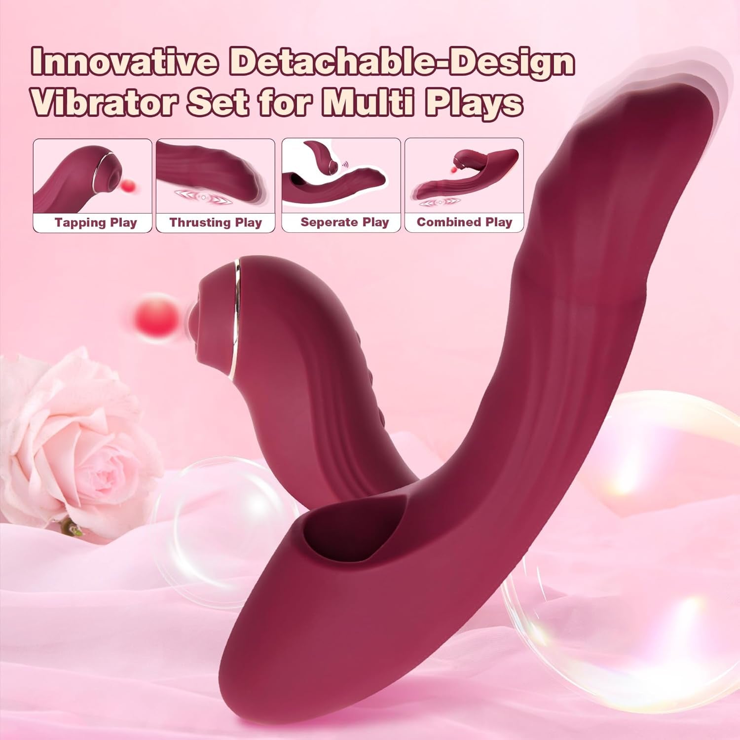CommandHeat 6-in-1 App-controlled Vibrator Set with Thrusting & Tapping