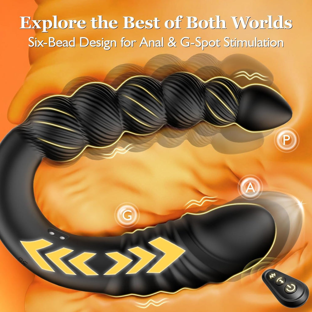 TwinPulseX Thrusting Dildo & Anal Beads Dual-Ended Vibrator