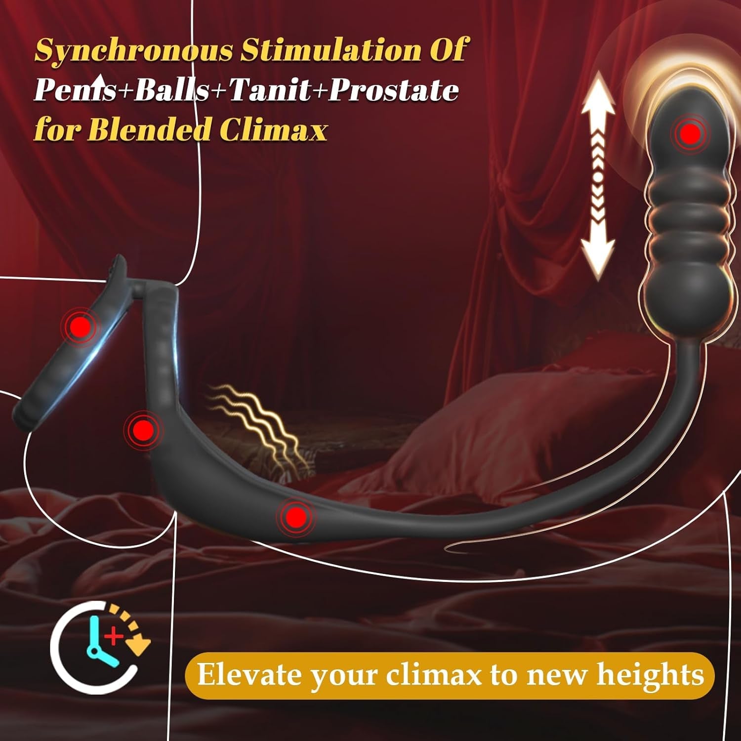 ThrustPulse Thrusting Prostate Massager Cock Ring Remote 9 Modes