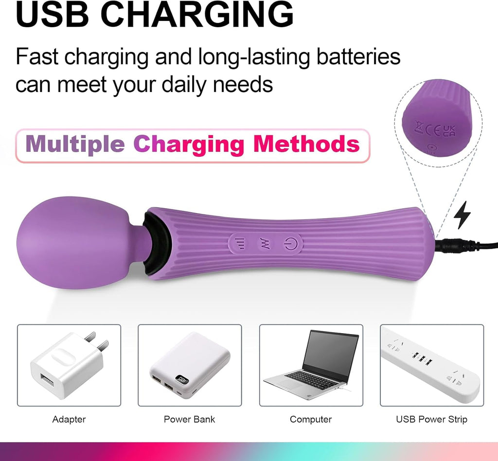 VeloraPulse Rechargeable Wand Vibrator 12 Modes Waterproof
