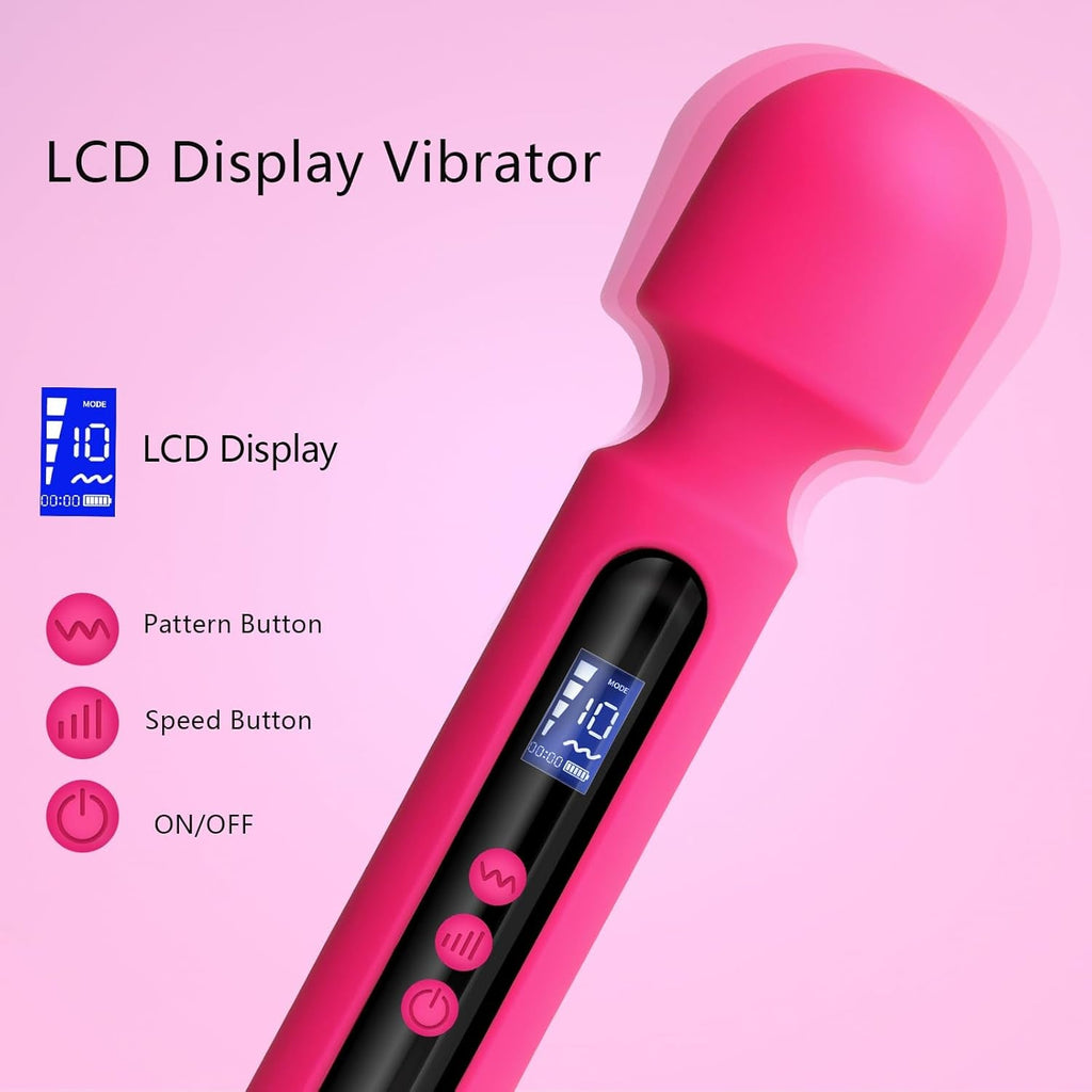 RoseCommand 12" Wand Vibrator LCD Display 10 Modes Waterproof