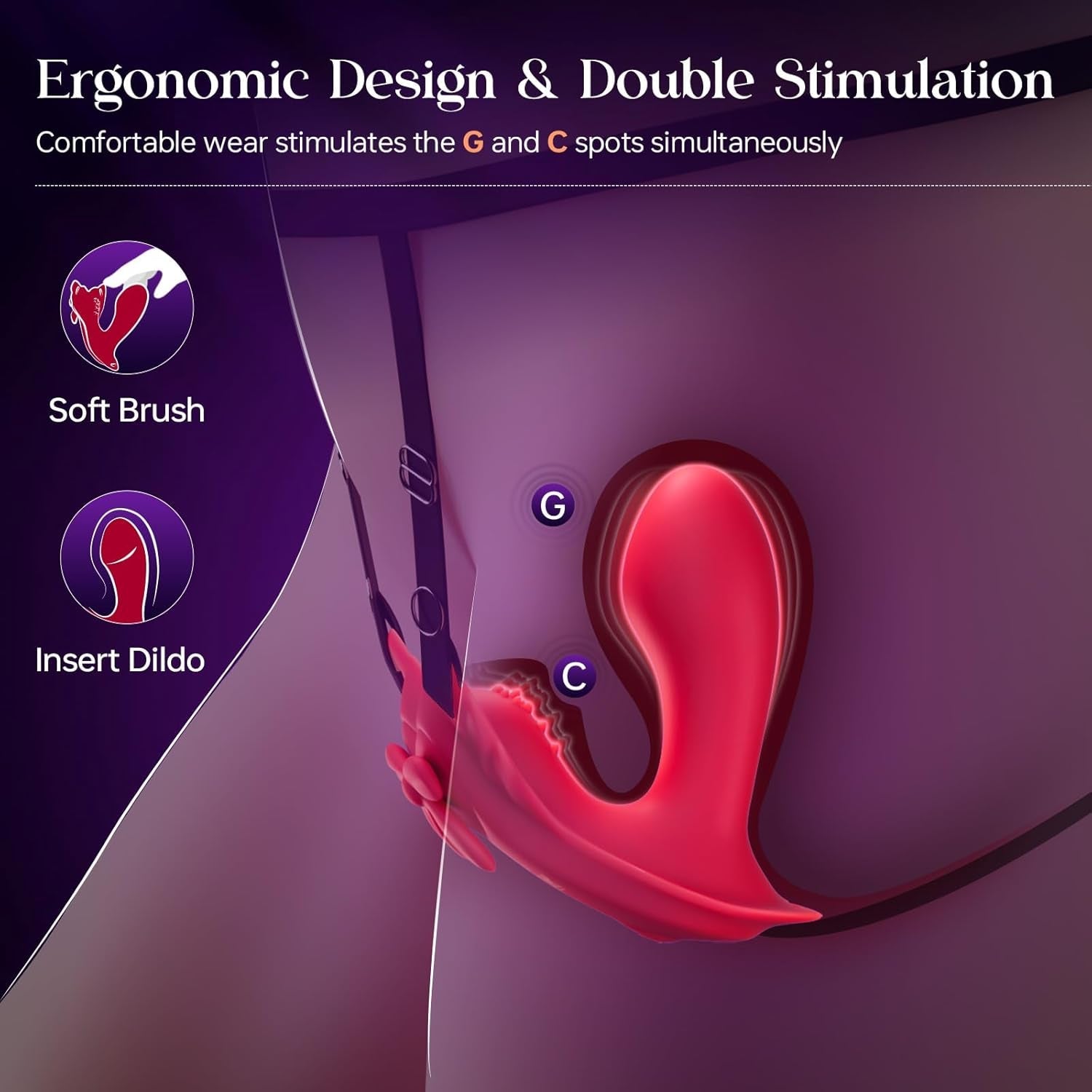 ShadowSync APP Remote Wearable Panty Vibrator with G-Spot Dildo
