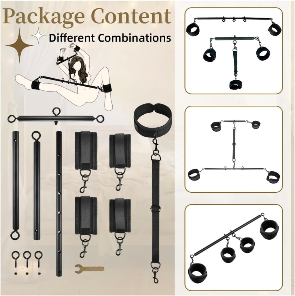 SteelBound Dual Spreader Bar BDSM Kit with Collar & Cuffs