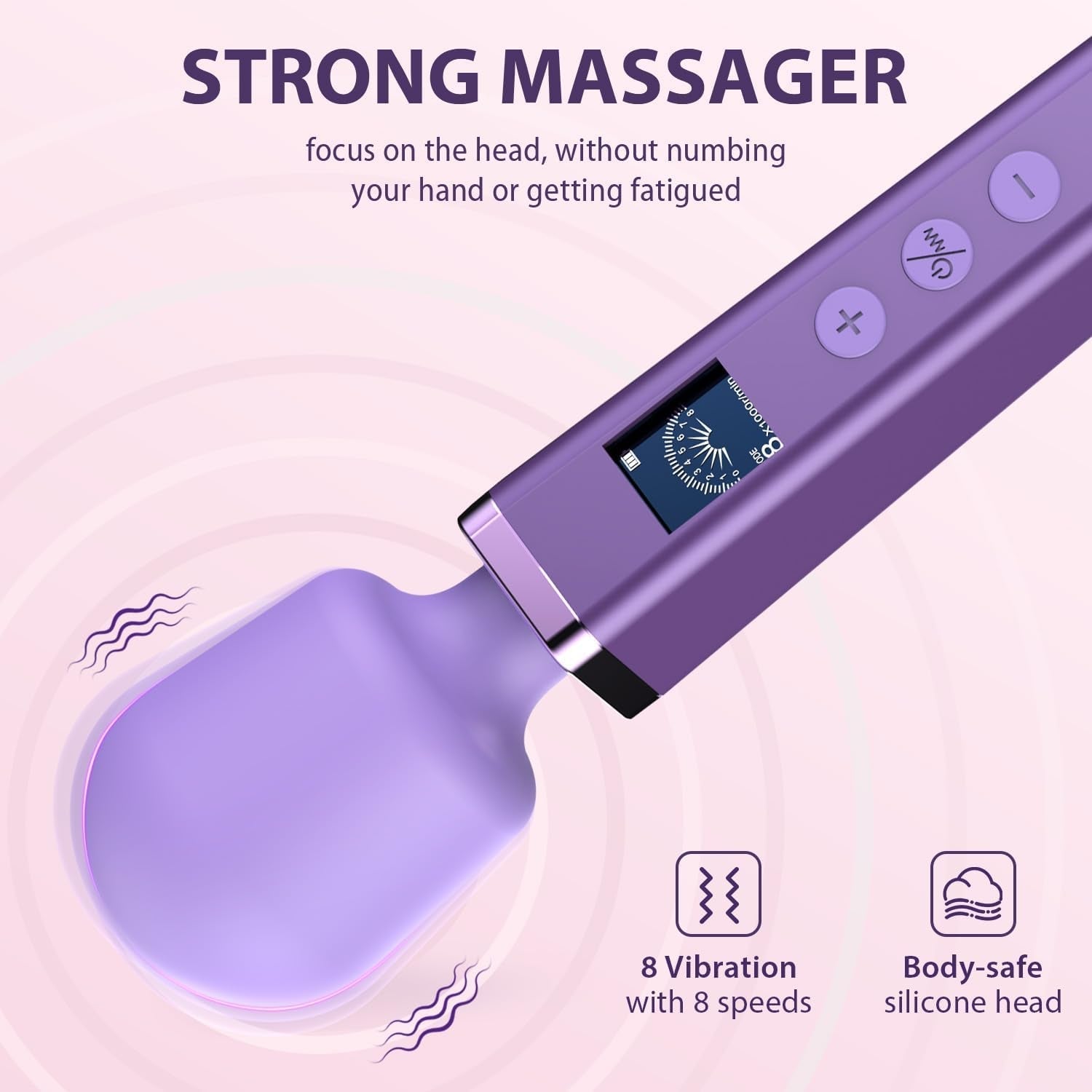 AuraStrike Wand Vibrator Waterproof 8 Modes Rechargeable