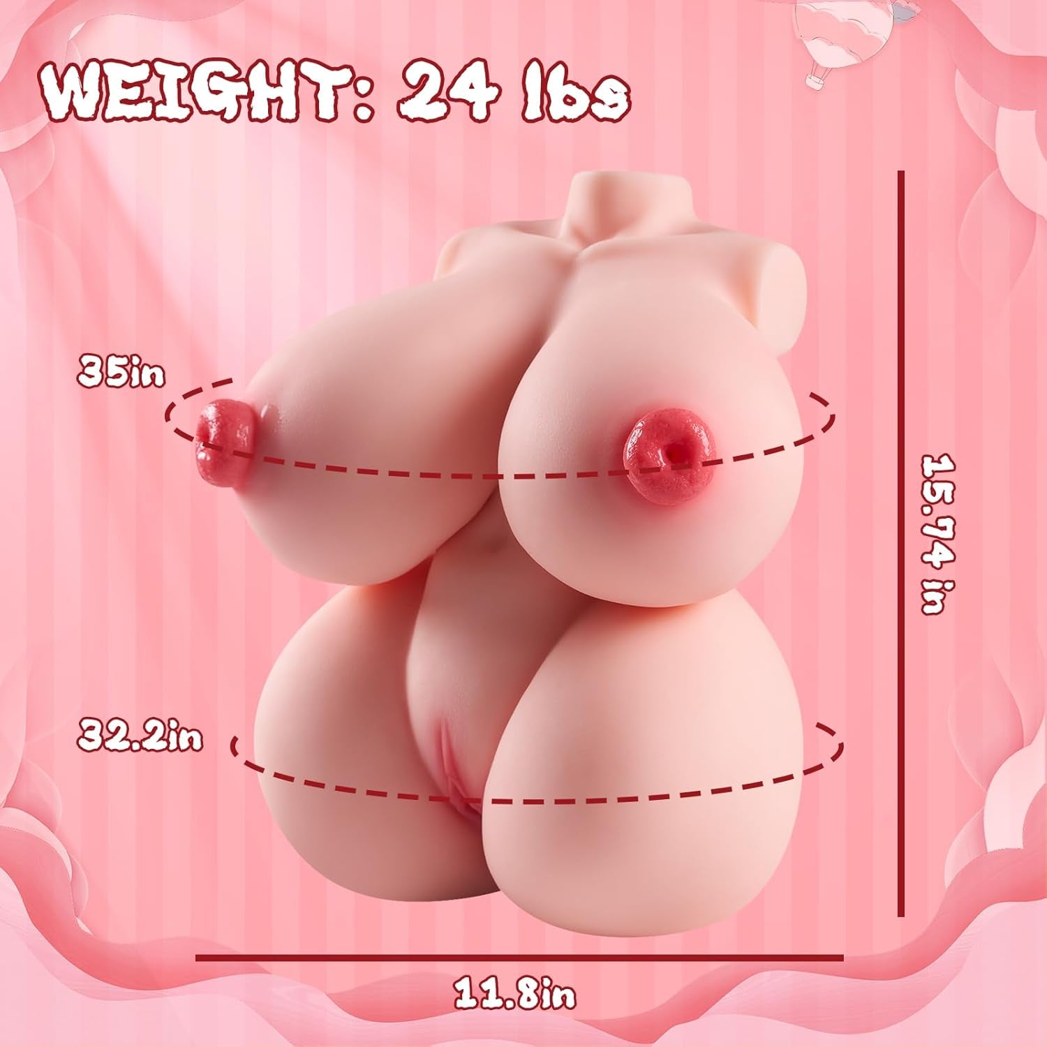 Veltrix 24lb 4-in-1 Sex Doll Torso Big Boobs TPE