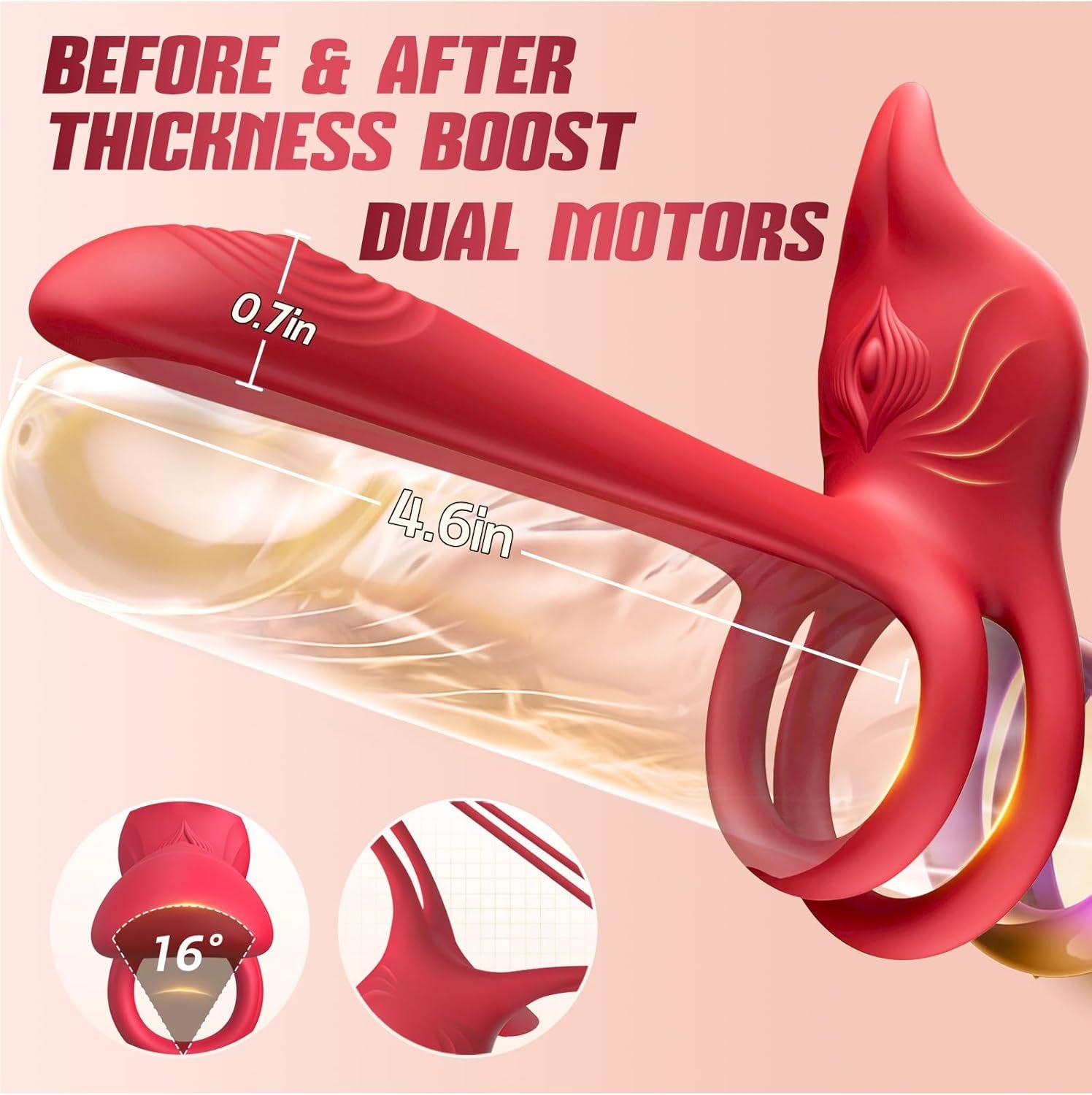 RoseSyncX Rose Vibrating Cock Ring G-Spot Clit Stimulator