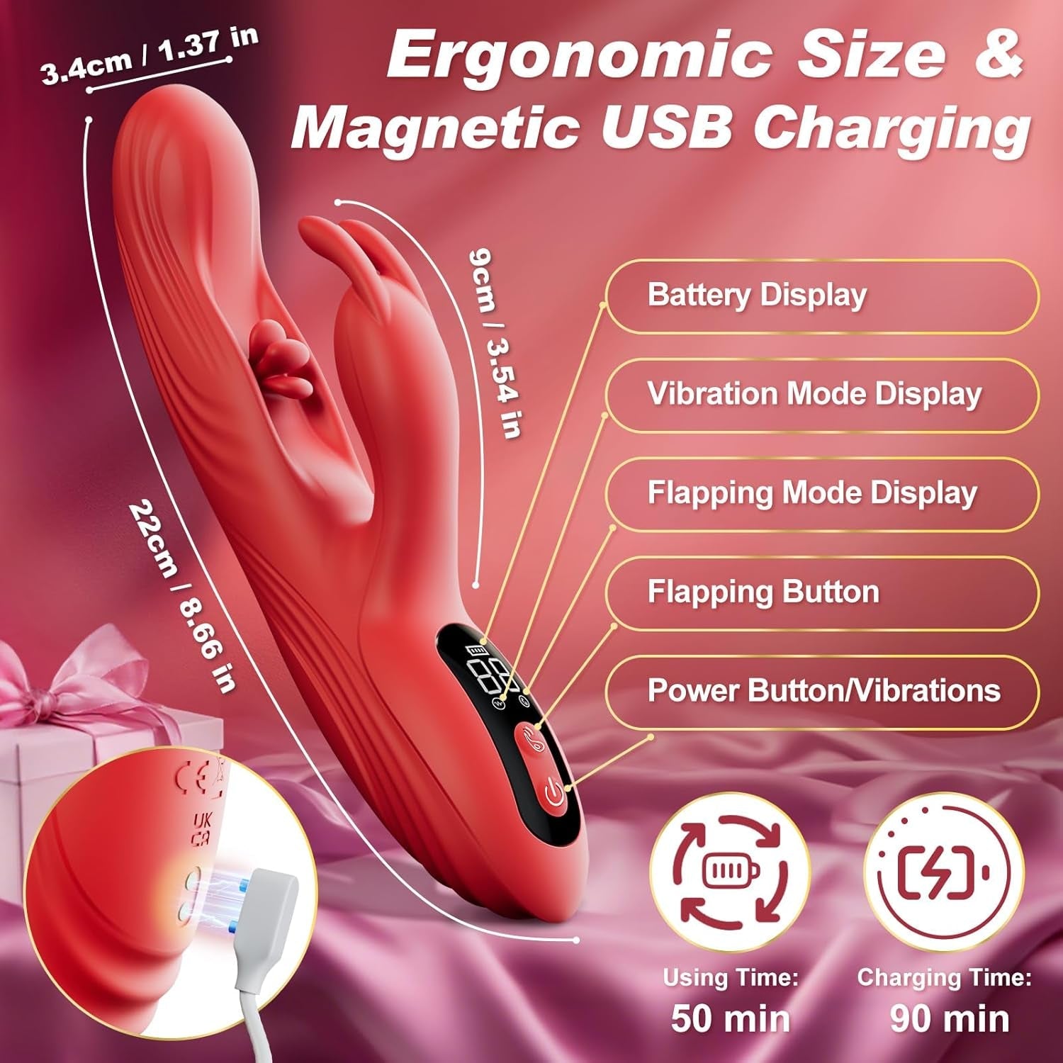 TriSyncX 3-in-1 Rabbit Vibrator 9 Modes Flapping LED Display