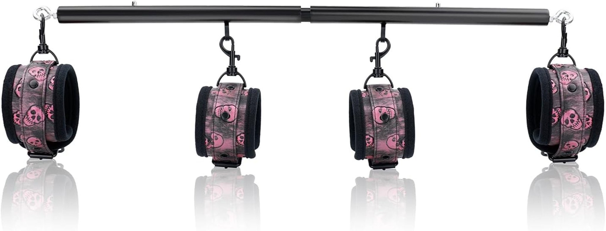 SkullFury Pink Skull Spreader Bar with Furry Straps