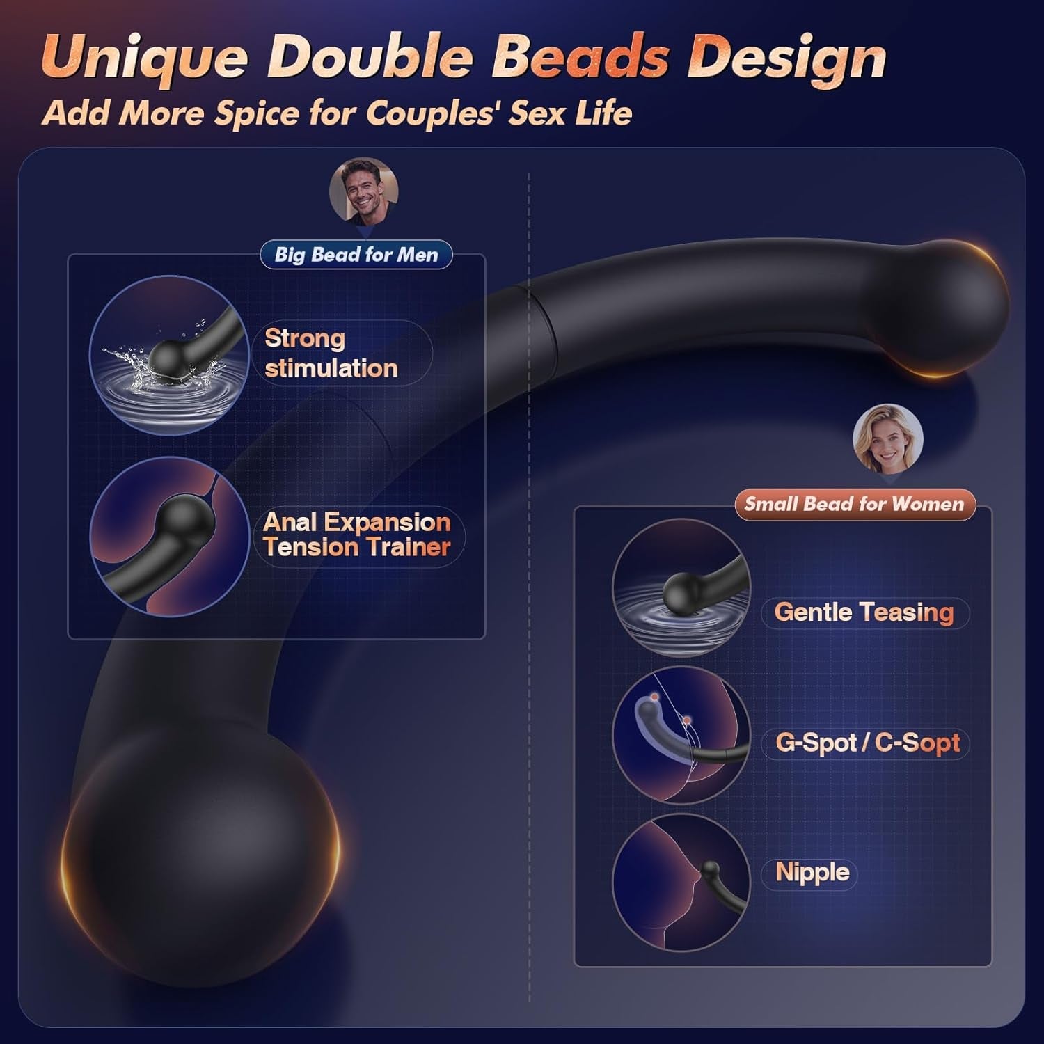 DualCurve Dual-Ended Prostate Massager 10 Modes Silicone