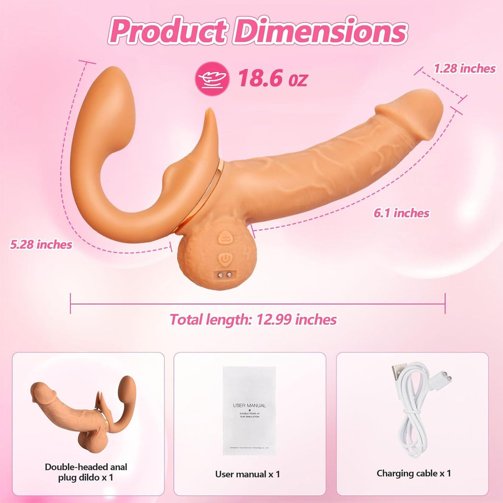 TwinThrust Strapless Strap On Double Ended Vibrator