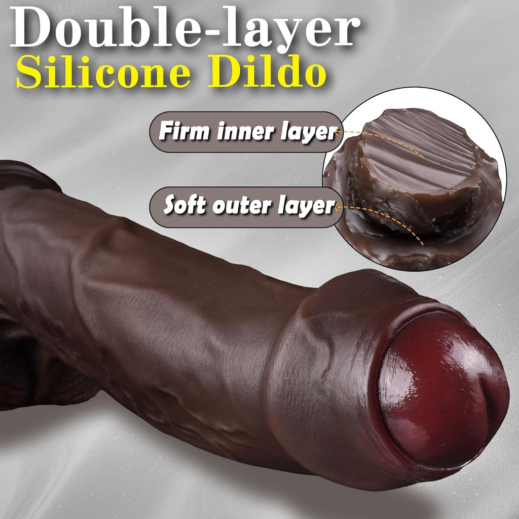ObsidianCoreX 9.6” Squirting Ebony Dildo Dual Density Suction