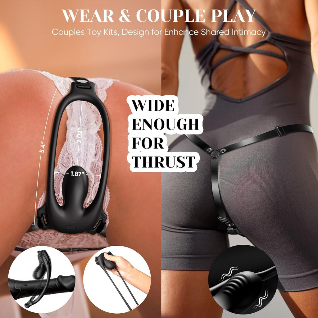 NoirControl Cock Ring Clit Vibrator Remote Harness 9 Modes