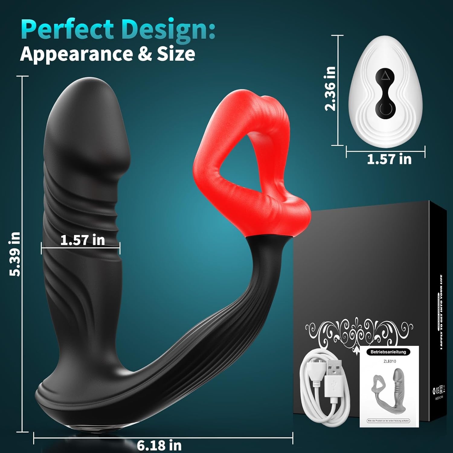 DualThrust Prostate Massager Cock Ring App 9+9 Modes