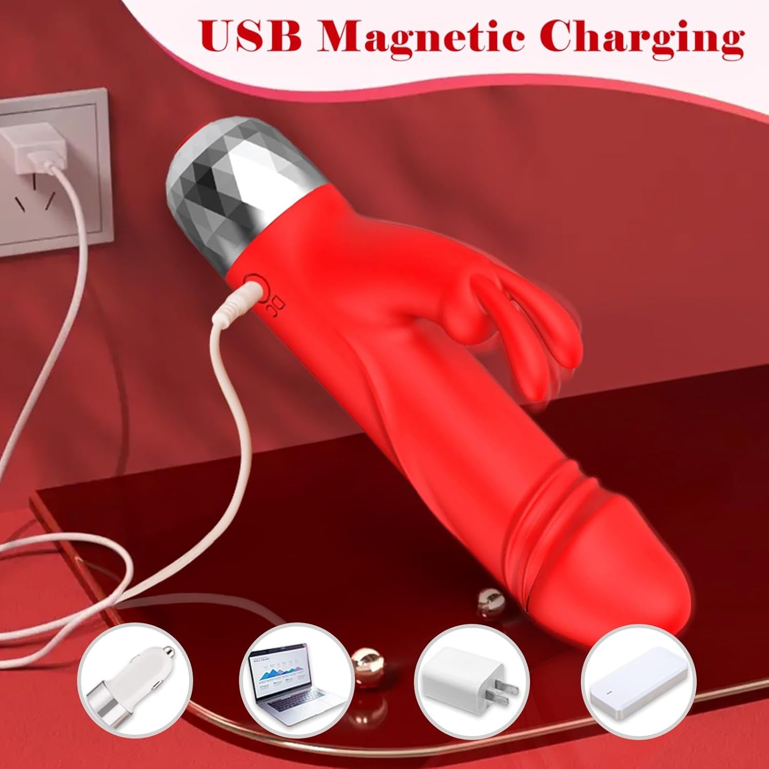PocketPulseX Mini Rabbit Bullet Vibrator 12 Modes USB Compact