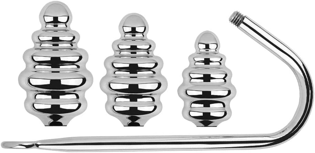 SpiralSteel Spiral Stainless Steel Anal Hook 3 Balls