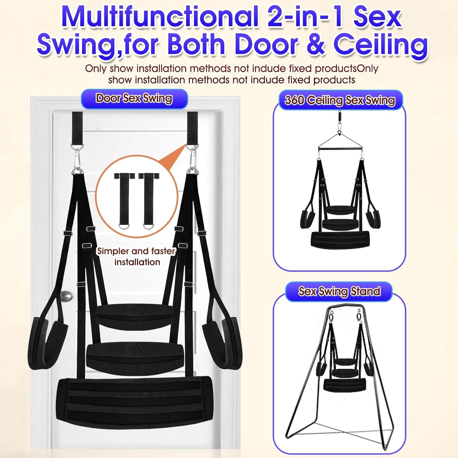 TitanLuxe Heavy Duty 800lb Sex Swing Adjustable