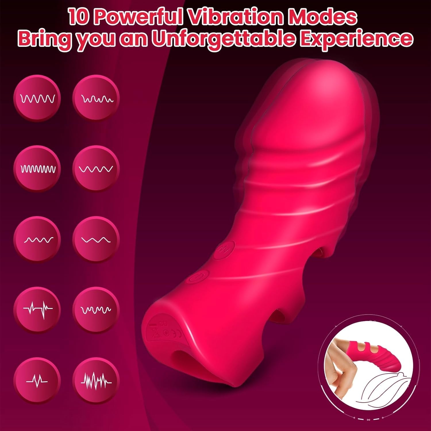PulseFit Mini Finger Vibrator 10 Modes Quiet USB Recharge