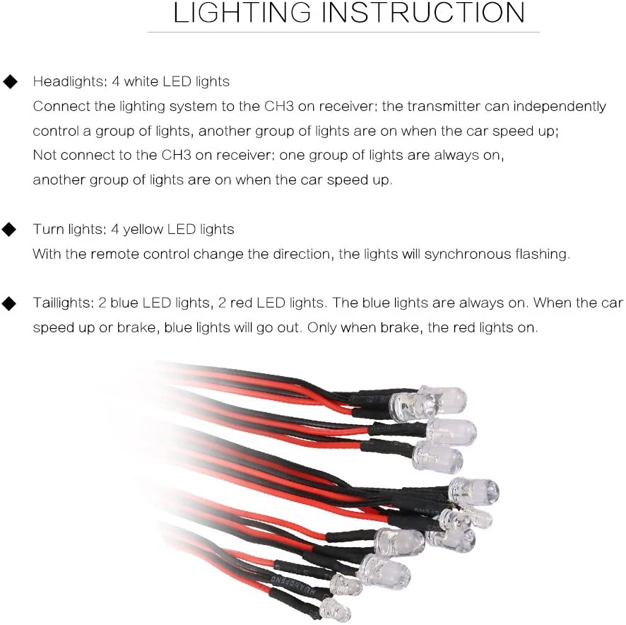 IRonManRc 12 LED RC Lighting Kit for Steering/Brake/Smart Simulation Flash RC Lights