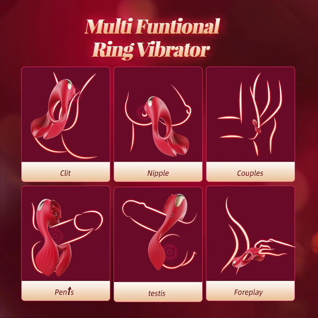 RoseTriad 3 Motor Cock Ring Clit Stimulator 7 Modes Silicone