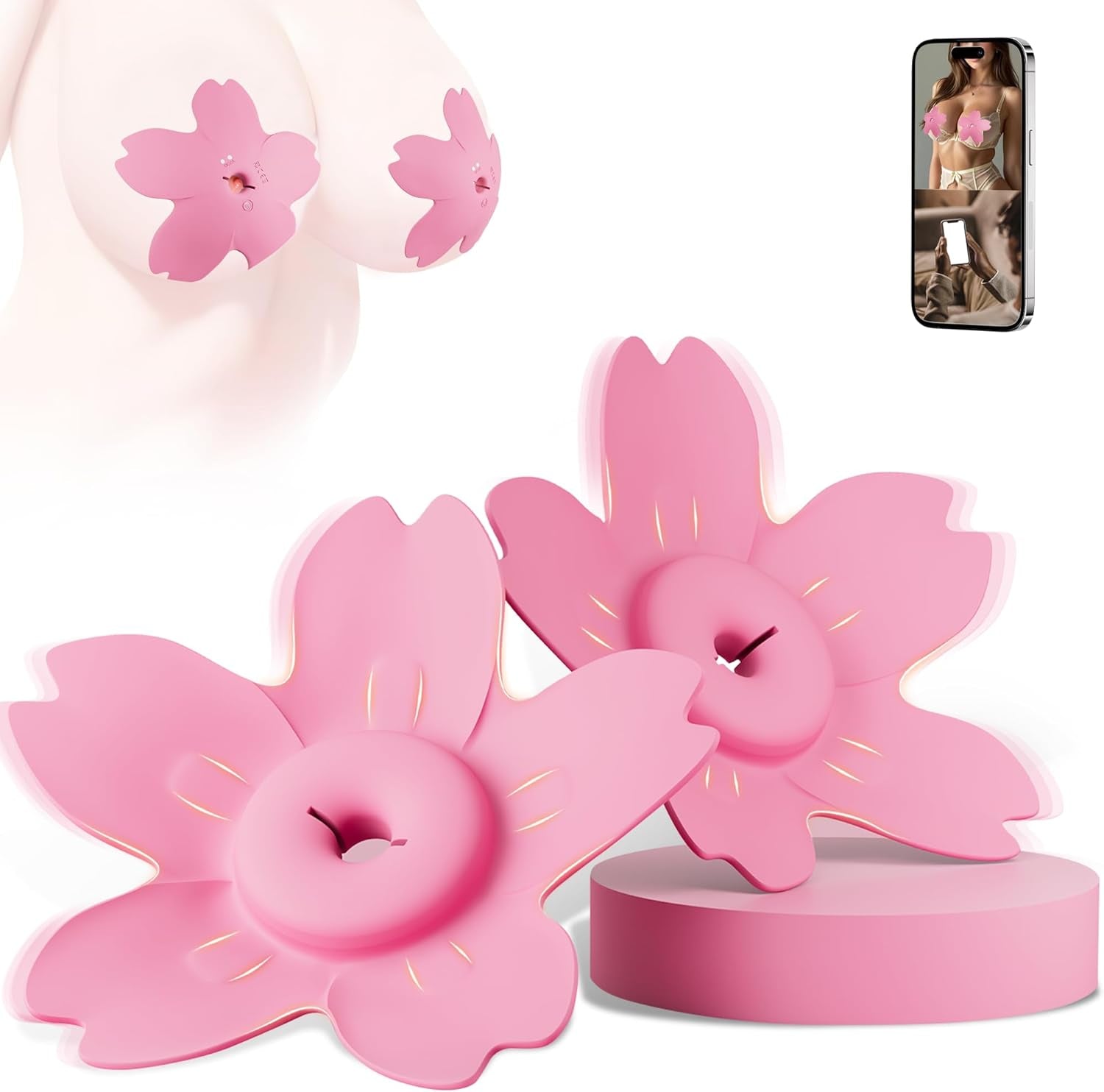 BloomSync App-Control Nipple Vibrators – 9 Modes, Hands-Free