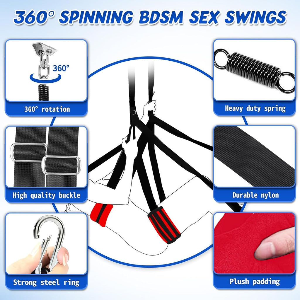 VortexSpin 360° Ceiling BDSM Swing 800lb Adjustable