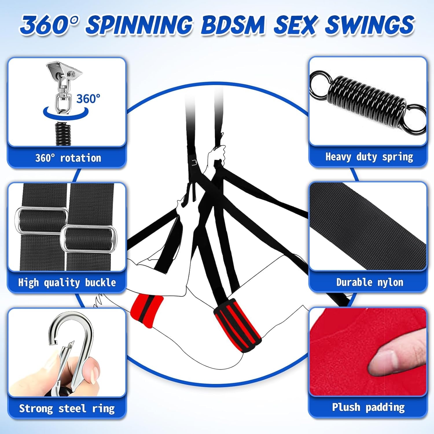 VortexSpin 360° Ceiling BDSM Swing 800lb Adjustable