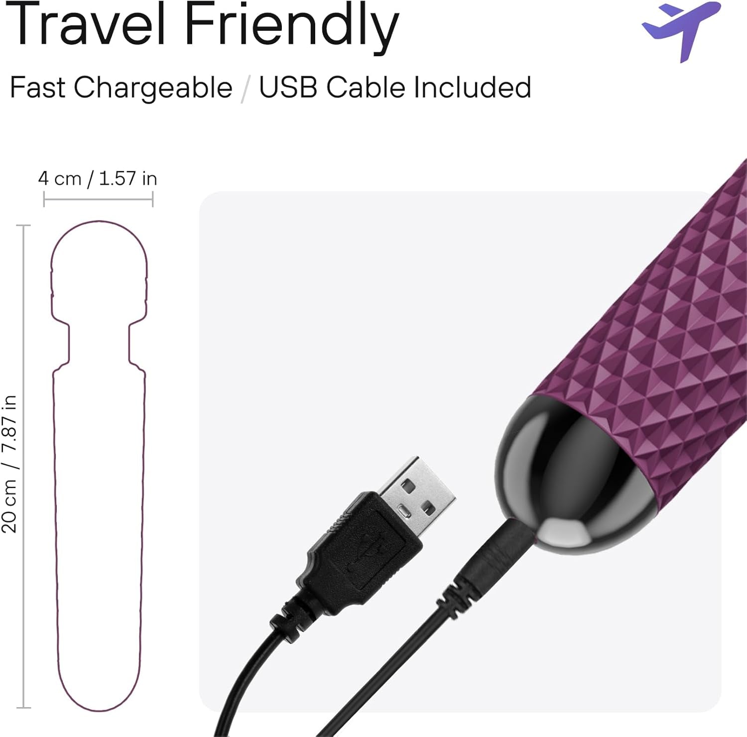 PrismFlex Wand Vibrator 20 Patterns 8 Speeds Rechargeable