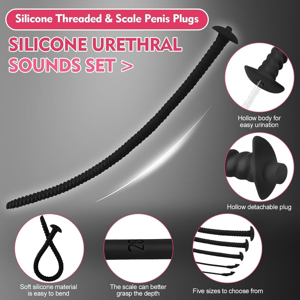 DualPath 5PCS Urethral Sounds Silicone Dilator Set