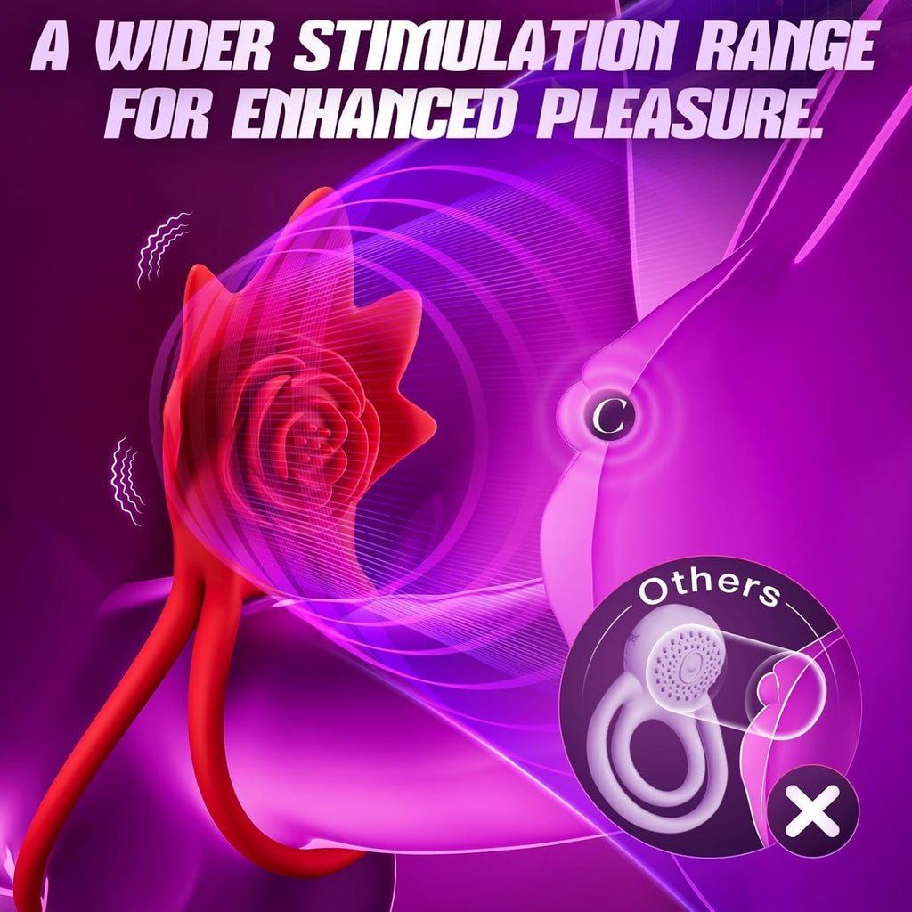 PetalSync Rose AI Cock Ring Clit Stimulator App Control 9 Modes