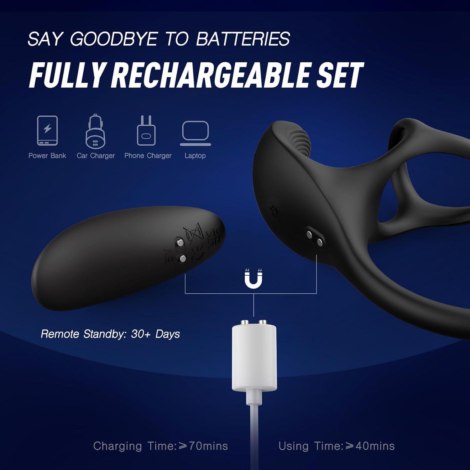 SilentPulse Prostate Massager Cock Ring 9 Modes Remote Quiet