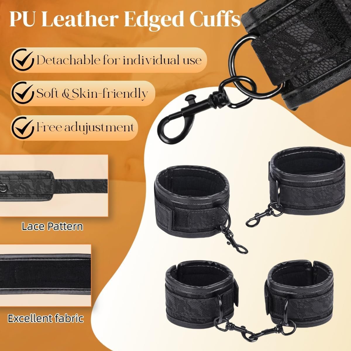 LeatherLock PU Leather Collar Spreader Bar BDSM Kit
