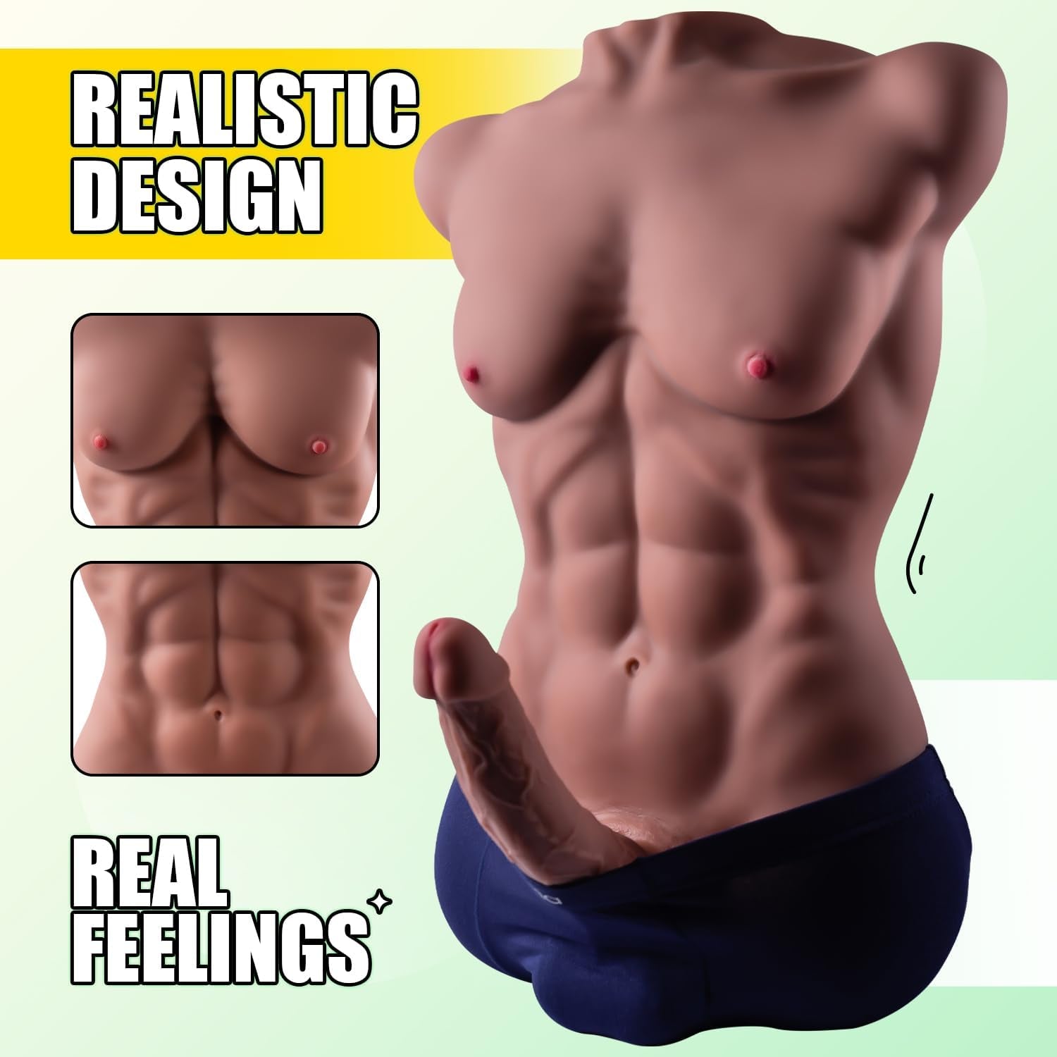 PulseDrive Male Sex Doll Torso with Huge Dildo