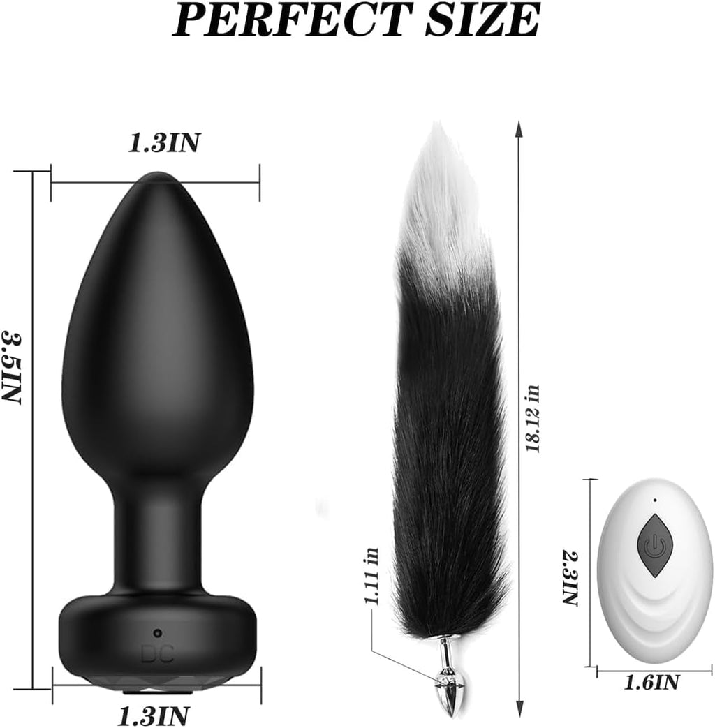 DualPlay Remote Vibrating Plug & Fox Tail Anal Set
