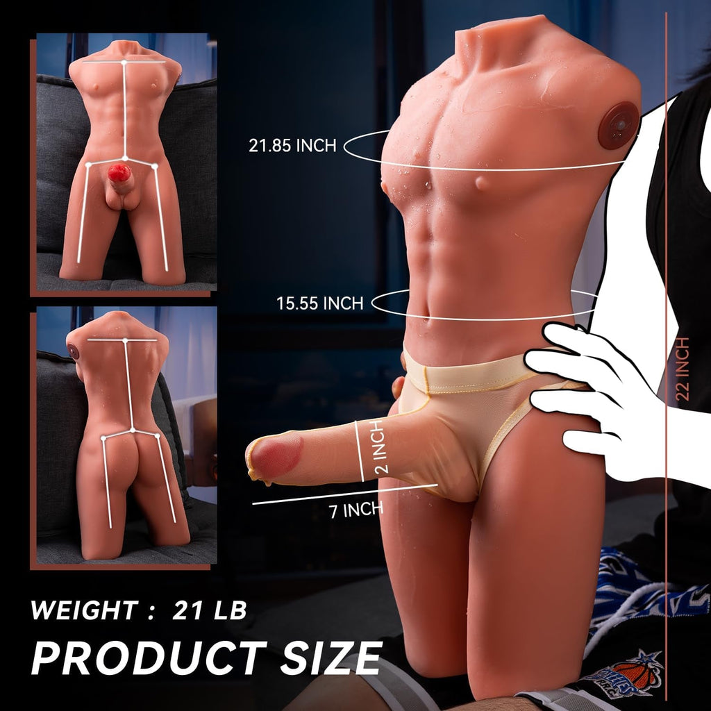 DuoPulse Male Sex Doll Torso Thrusting Vibrating Dildo
