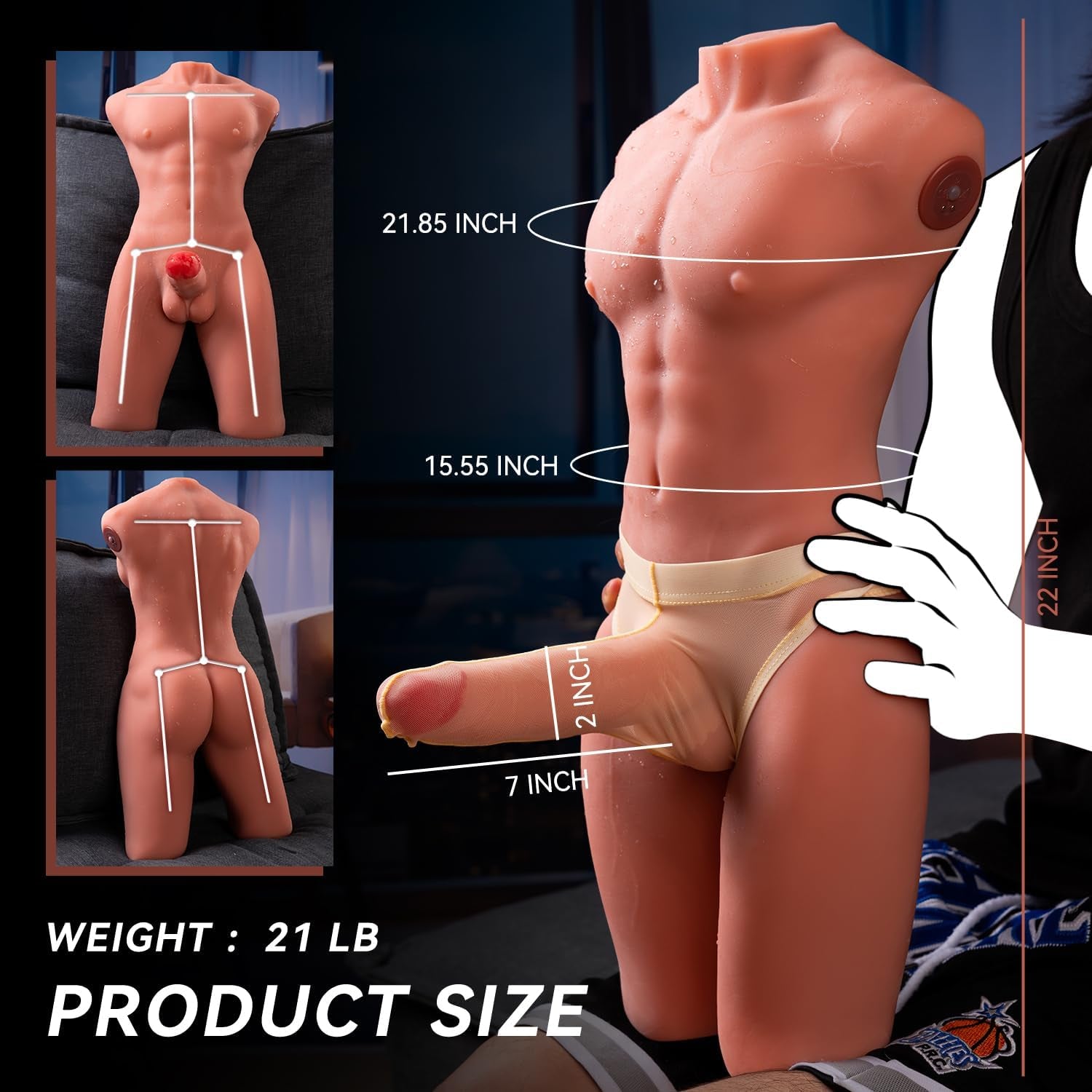DuoPulse Male Sex Doll Torso Thrusting Vibrating Dildo